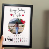 Personalized Birthday Calendar Frame with Photo & Name – Custom Gift